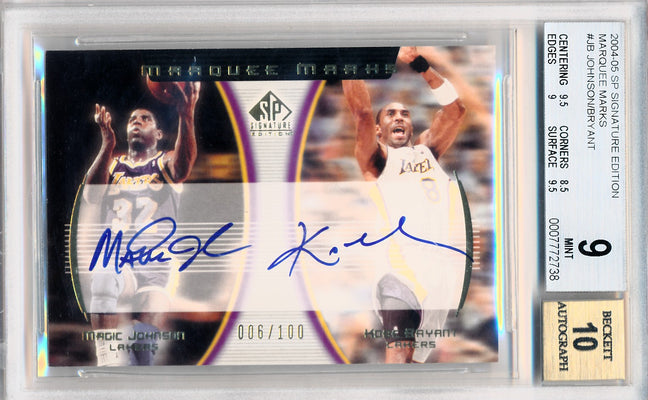 Upper Deck 2004-2005 Sp Signature Edition Marquee Marks #MM-JB Magic Johnson / Kobe Bryant 6/100 / BGS Grade 9 / Auto Grade 10