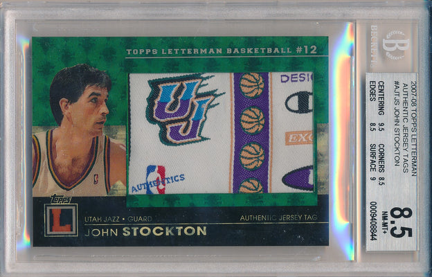 Topps 2007-2008 Letterman Authentic Jersey Tags #AJT-JS John Stockton 1/1 / BGS Grade 8.5