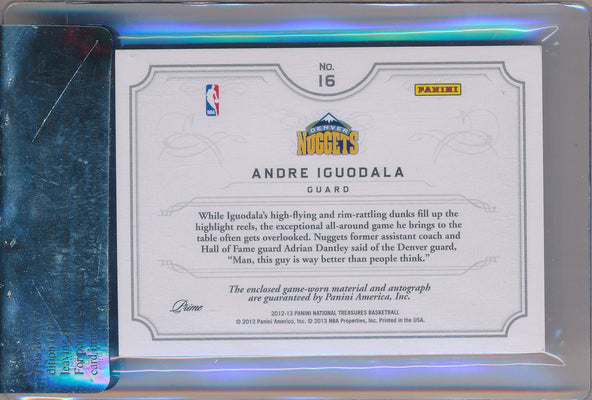 Panini 2012-2013 National Treasures NBA Gear #16 Andre Iguodala 6/7 / BGS Grade 9 / Auto Grade 10