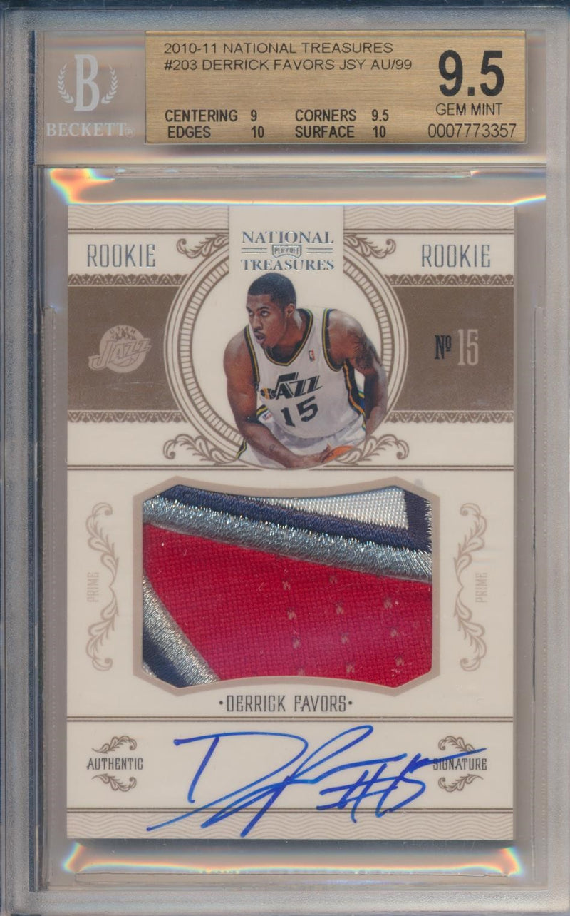 Panini 2010-2011 National Treasures SIlver RPA #203 Derrick Favors 15/99 / BGS Grade 9.5 / Auto Grade 10