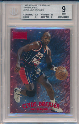 SkyBox 1997-1998 Premium Star Rubies #17SR Clyde Drexler 2/50 / BGS Grade 9