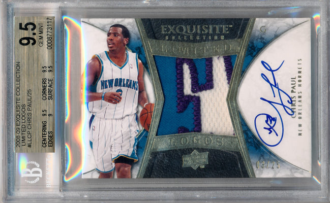 Upper Deck 2008-2009 Exquisite Collection Limited Logos #LLCP Chris Paul 3/25 / BGS Grade 9.5 / Auto Grade 10