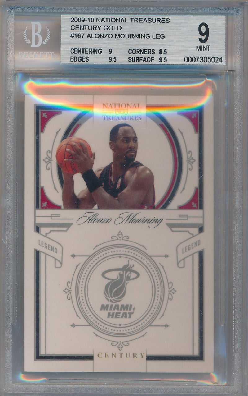 Panini 2009-2010 National Treasures Century Gold #167 Alonzo Mourning 1/5 / BGS Grade 9