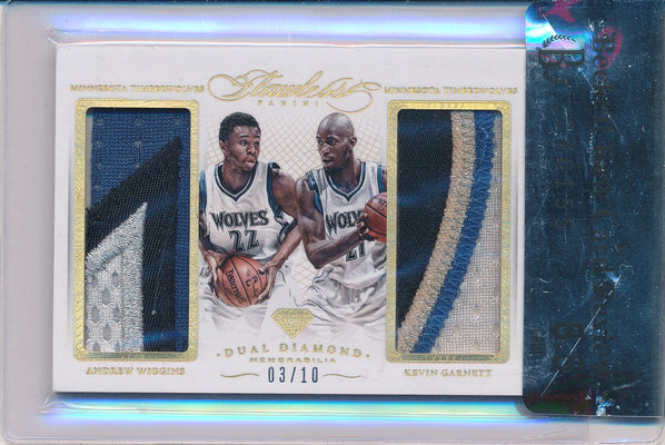 Panini 2014-2015 Flawless Gold Dual Diamond Patches #DD-MT Andrew Wiggins/ Kevin Garnett 03/10 / BGS Grade 8.5