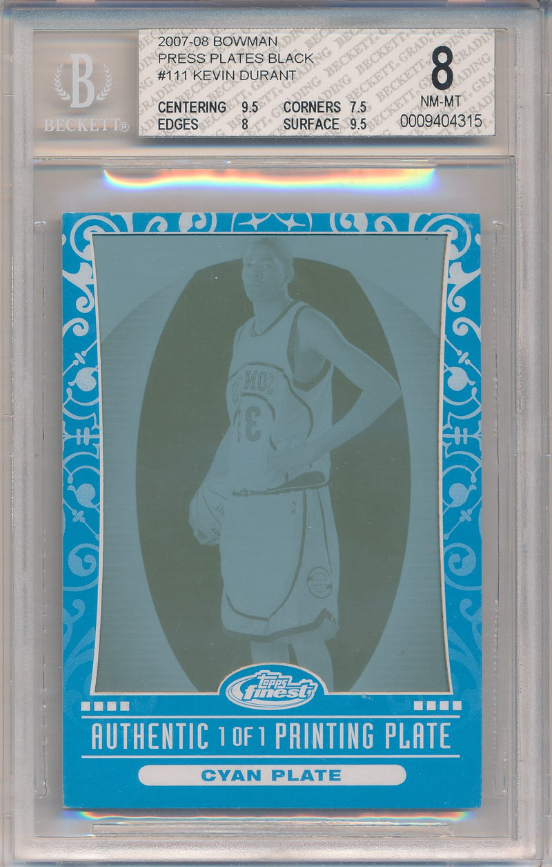 Topps  2007-2008 Finest Press Plates Black #102 Kevin Durant 1/1 / BGS Grade 8