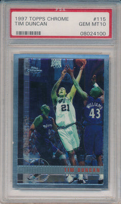 Topps 1997-1998 Chrome Basketball #115 Tim Duncan  / PSA Grade 10