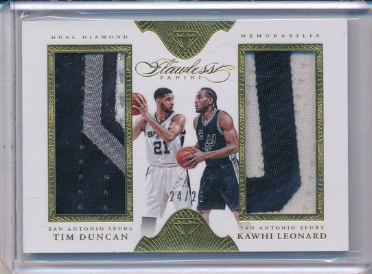 Panini 2015-2016 Flawless Silver Dual Diamond Patches #DD-SASP Kawhi Leonard/ Tim Duncan 24/25