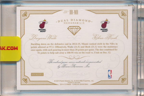 Panini 2014-2015 Flawless Ruby Dual Diamond Patches  #DD-MH Dwyane Wade/ Chris Bosh 01/15