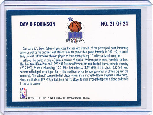 Fleer 1992-1993 Basketball All Star Weekend #21/24 David Robinson