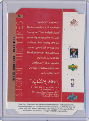 Upper Deck 1998-1999 SP Authentic Sign Of The Times #DA Derek Anderson