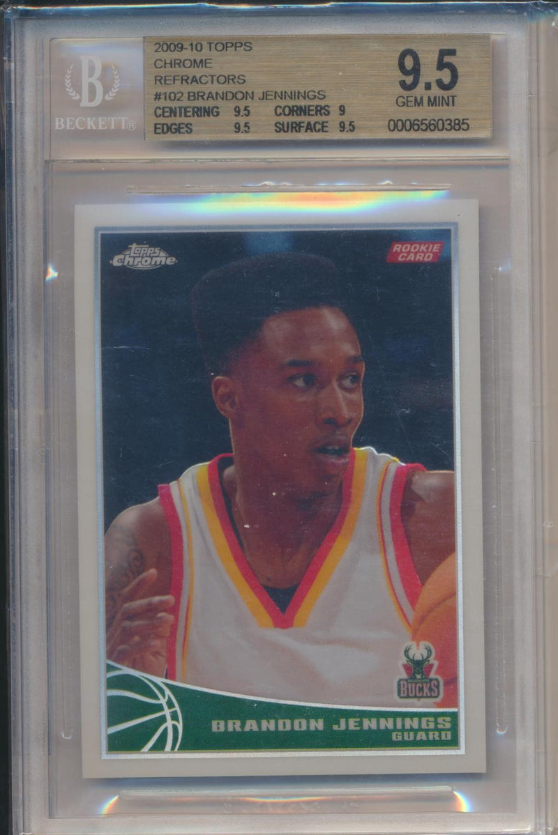 Topps 2009-2010 Chrome Refractors #102 Brandon Jennings 373/500 / BGS Grade 9.5