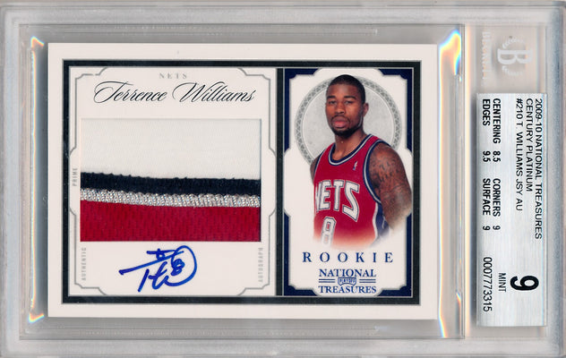 Panini 2009-2010 National Treasures Century Platinum #210 Terrence Williams 4/5 / BGS Grade 9 / Auto Grade 10