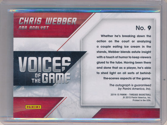 Panini 2014-2015 Panini Threads Voices Of The Game #9 Chris Webber 2/49