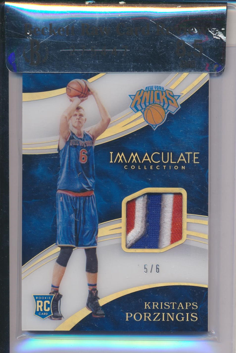 Panini 2015-2016 Immaculate Acetate RPA #PJ-KP Kristaps Porzingis 5/6 / BGS Grade 8.5