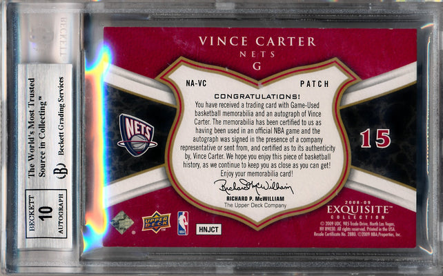 Upper Deck 2008-2009 Exquisite Collection Noble Nameplates #NAVC Vince Carter 5/5 / BGS Grade 8.5 / Auto Grade 10