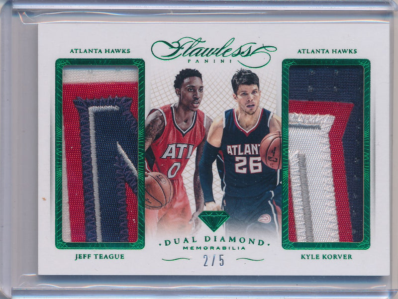 Panini 2014-2015 Flawless Emerald Dual Diamond Patches #DD-AH Jeff Teague/ Kyle Korver 2/5