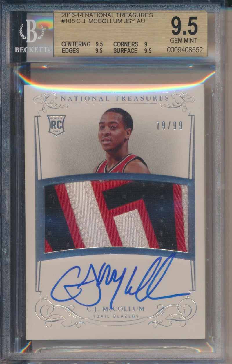 Panini 2013-2014 National Treasures RPA Platinum #108 C.J. McCollum 79/99 / BGS Grade 9.5 / Auto Grade 10