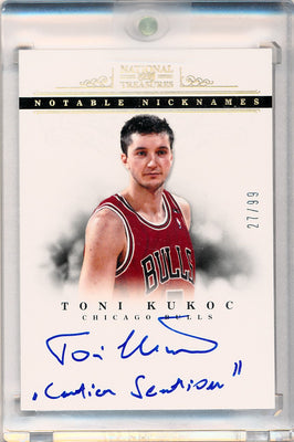 Panini 2012-2013 National Treasures  Notable Nicknames  #7 Toni Kukoc 27/99