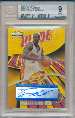 Topps 2003-2004 Finest Gold Refractor #158 Dwyane Wade 21/25 / BGS Grade 9 / Auto Grade 10