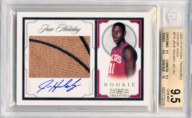 Panini 2009-2010 National Treasures Century Gold #216 Jrue Holiday 24/25 / BGS Grade 9.5 / Auto Grade 10