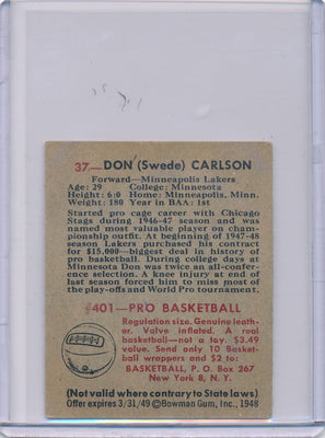 Minneapolis Lakers  #37 Don (Swede) Carlson  / PSA Grade