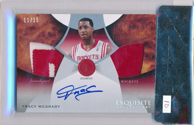 Upper Deck 2006-2007 Exquisite Collection Emblems Of Endorsement #EMTM Tracy Mcgrady 11/15 / Auto Grade 10