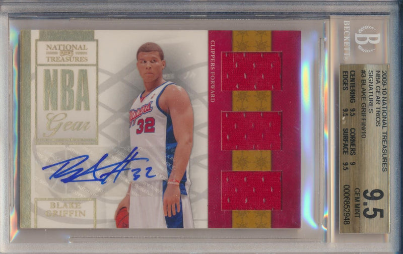 Panini  2009-2010 National Treasures NBA Gear Trios Signatures #3 Blake Griffin 8/10 / BGS Grade 9.5 / Auto Grade 10