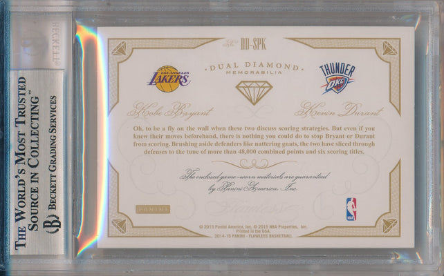 Panini 2014-2015 Flawless Emerald Dual Diamond Patches #DD-SPK Kobe Bryant/ Kevin Durant 4/5 / BGS Grade 9