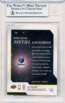 Skybox 2008-2009 Metal Universe Precious Metal Gems Green #99 Marc Gasol 8/50 / BGS Grade 9