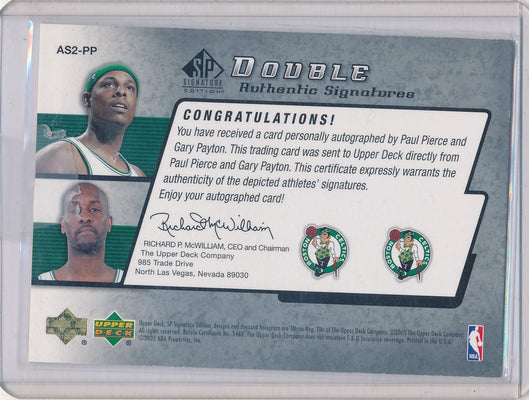 Upper Deck 2005 Sp Signature Edition Double Authentic Signature #AS2-PP Paul Pierce / Gary Payton 44/100