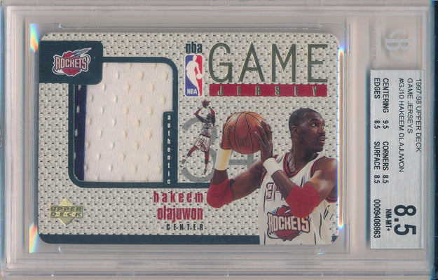 Upper Deck 1997-1998 NBA All Stars Game Jerseys #GJ10 Hakeem Olajuwon  / BGS Grade 8.5