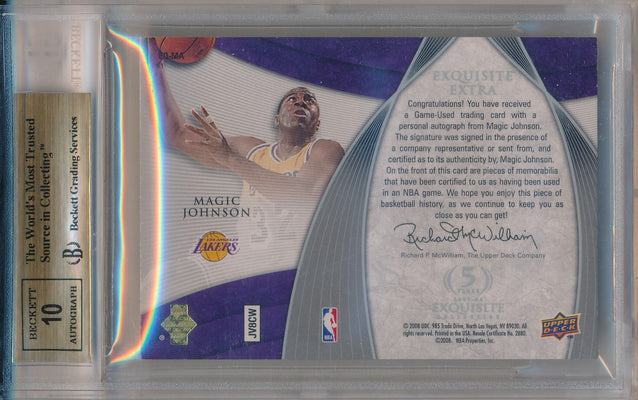 Upper Deck 2007-2008 Exquisite Collection Extra Exquisite #JV8CW Magic Johnson 9/10 / BGS Grade 9.5 / Auto Grade 10