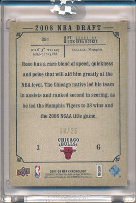 Upper Deck 2008-09 Chronology Red #251 Derrick Rose 10/25