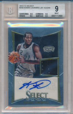 Panini 2012-2013 Select Rookie    #250 Kawhi Leonard 2/249 / BGS Grade 9 / Auto Grade 10