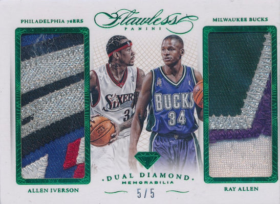 Panini 2014-2015 Flawless Emerald Dual Diamond Patches #DD-2K1 Allen Iverson/ Ray Allen 5/5 / BGS Grade 8.5