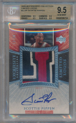 Upper Deck 2005-2006 Exquisite Collection Limited Logos #LL-SP Scottie Pippen 13/50 / BGS Grade 9.5 / Auto Grade 9