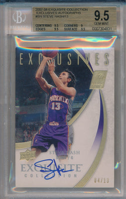 Upper Deck 2007-2008 Exquisite Collection Exclusives Autographs #EEA-SN Steve Nash 4/13 / BGS Grade 9.5 / Auto Grade 10