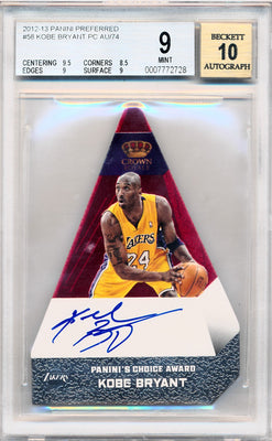 Panini 2012-2013 Preferred  #58 Kobe Bryant 15/74 / BGS Grade 9 / Auto Grade 10