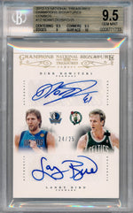 Panini 2012-2013 National Treasures Champions Signatures Combos #12 Dirk Nowitzki / Larry Bird 24/25 / BGS Grade 9.5 / Auto Grade 10