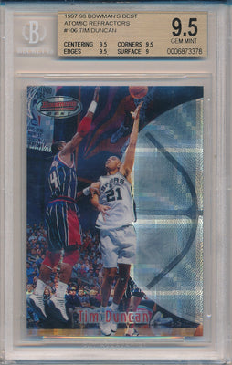 Topps 1997-1998 Bowman's Best Atomic Refractors #106 Tim Duncan  / BGS Grade 9.5