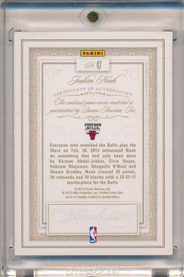 Panini 2012-2013 Flawless Platinum Jumbo Patches #47 Joakim Noah 1/1