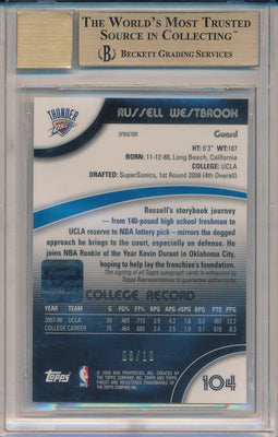 Topps 2007-08 Finest Draft Picks Autographs X-Fractors #104 Russell Westbrook 8/10 / BGS Grade 9.5 / Auto Grade 10