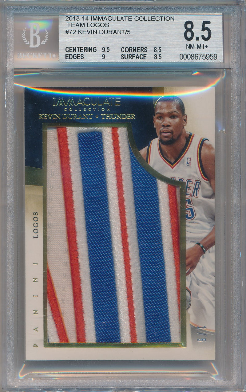 Panini 2013-2014 Immaculate Collection Team Logos #72 Kevin Durant 1/5 / BGS Grade 8.5