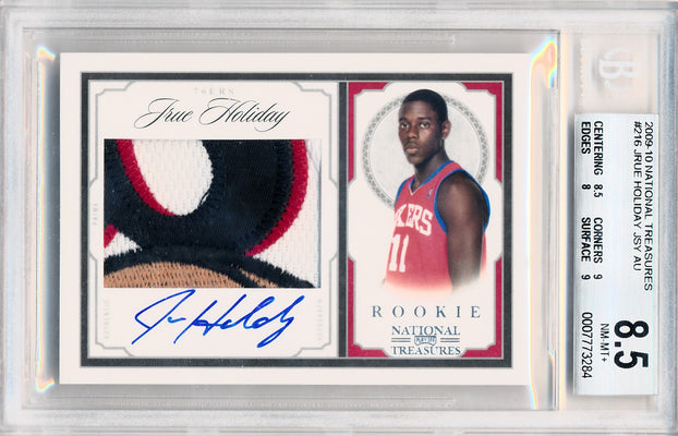 Panini 2009-2010 National Treasures Century Silver #216 Jrue Holiday 11/99 / BGS Grade 8.5 / Auto Grade 10