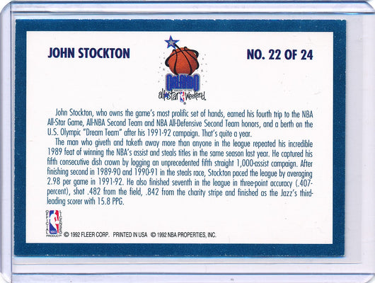 Fleer 1992-1993 Basketball All Star Weekend #22/24 John Stockton