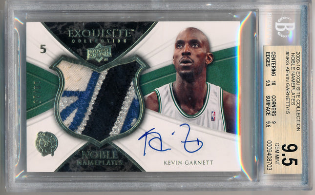 Upper Deck 2009-2010 Exquisite Collection Noble Nameplates #NKG Kevin Garnett 18/25 / BGS Grade 9.5 / Auto Grade 10