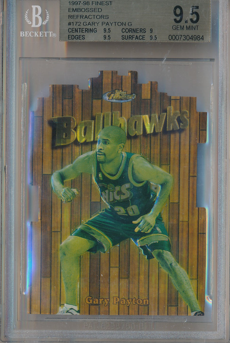 Topps 1997-1998  Finest  Embossed Refractor #172 Gary Payton 29/74 / BGS Grade 9.5