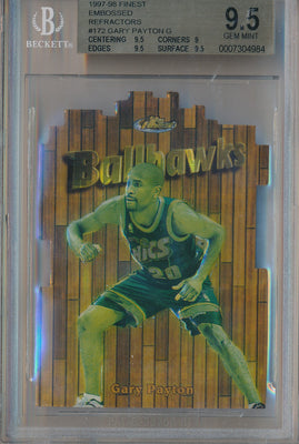 Topps 1997-1998  Finest  Embossed Refractor #172 Gary Payton 29/74 / BGS Grade 9.5