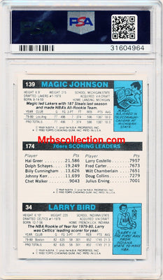 Topps Bowman  1980   #34/174/139 Larry Bird/Julius Erving/Magic Johnson  / PSA Grade 9 / BGS Grade None