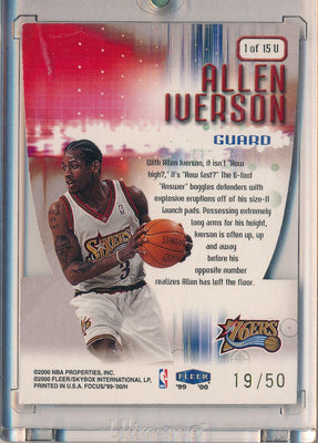 Fleer 1999-2000 Focus Soar Subjects #1/15U Allen Iverson 19/50